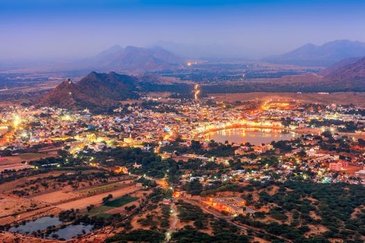 Pushkar Holy City in anticipation of the night, Rajasthan, India, Asia