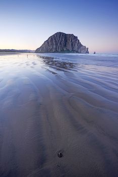 Morro bay rock and beach in the morning