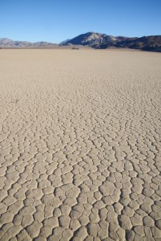 dry mud crack in racetrack playa in death valley national park