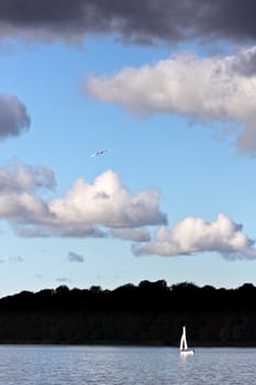 Boat sailing on a lake in Denmark