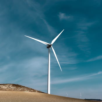 Modern Wind Turbines Producing Energy in Spain