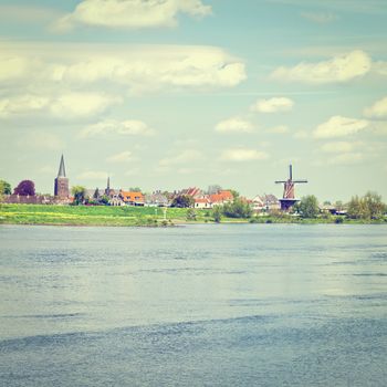 Embankment in the Medieval  Dutch City of Zutphen, Instagram Effect
