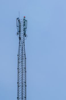 the cell tower on blue sky background