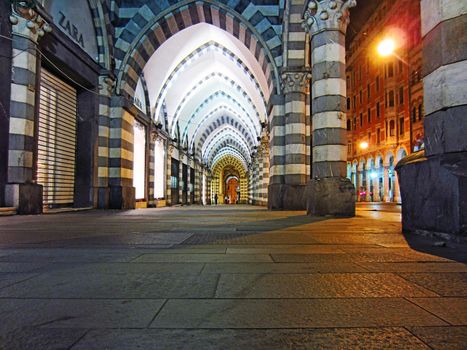 Street at night in Genoa, Italy                         