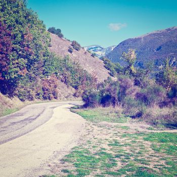 Winding Paved Road in the French Alps, Instagram Effect