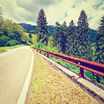 Winding Paved Road in the Italian Alps, Instagram Effect