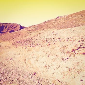Rocky Hills of the Negev Desert in Israel at Sunrise, Instagram Effect