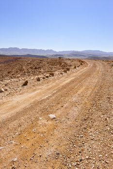 Dirt Road of the Negev Desert in the Evening