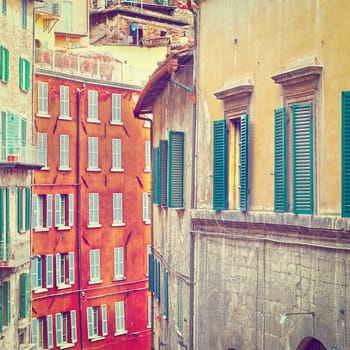 View to Historic Center of the City of Perugia in Italy, Instagram Effect
