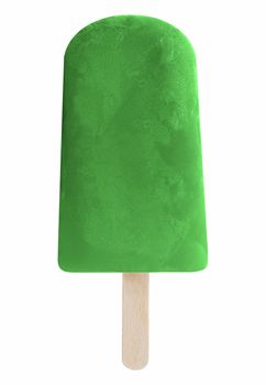 Green ice lolly pop over a white background
