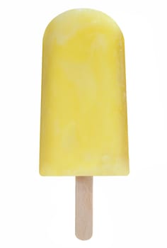 Yellow ice lolly over a white background
