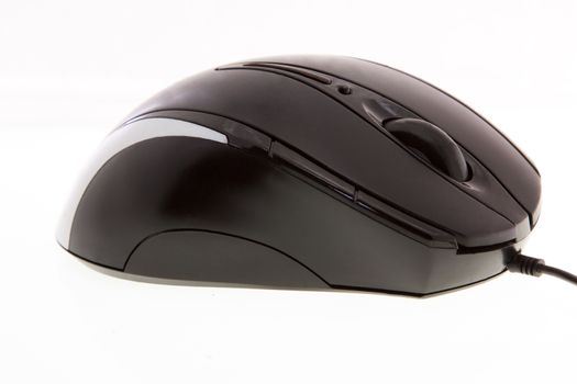 Black computer mouse, isolated on white background