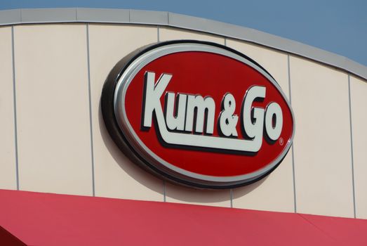 GRINNELL, IA/USA - AUGUST 8, 2015: Kum & Go store exterior and sign. Kum & Go, Inc., is a chain of convenience stores in the United States.