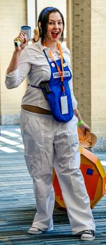Raleigh, NC, USA - May 22, 2015: Animazement 2015 anime convention attendee cosplayer at the Raleigh Convention Center on May 22, 2015, in Raleigh, North Carolina
