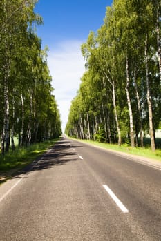 paved road in the summer time