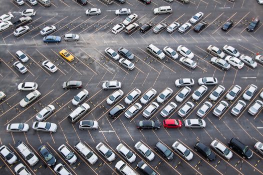 An aerial view of a new car parking area thailand.