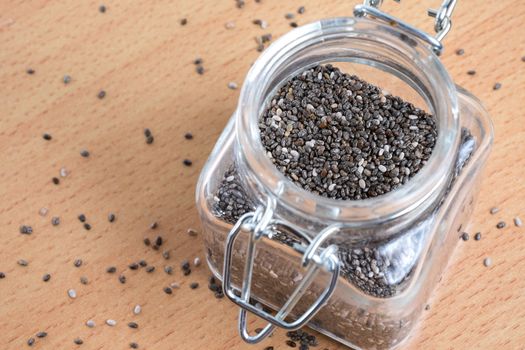 Chia Seeds in the glass bottle