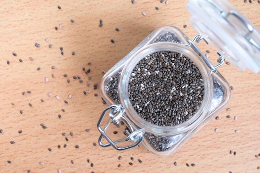 Chia Seeds in the glass bottle