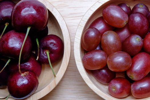 cherry and red grapes