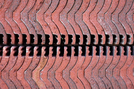 red roof tiles arrange wave sign use for pattern and background