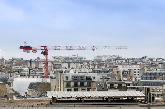 Crane construction with paris skyline, Paris,  France