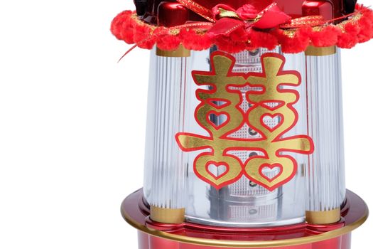 Chinese LED lantern lamp with golden Chinese double happiness symbol sign called "shuang xi"