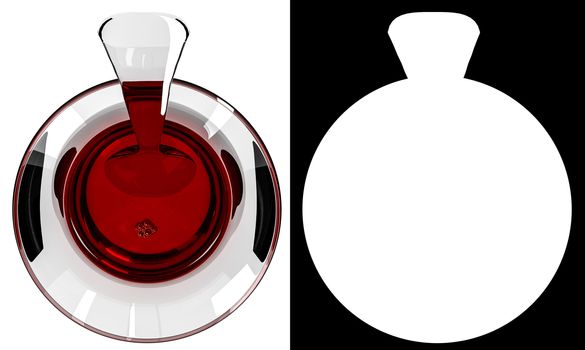 Glass of Turkish tea on white background with alpha mask