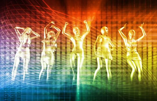 Group of Young People in a Club Party