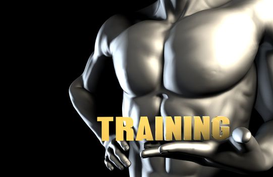 Training With a Business Man Holding Up as Concept
