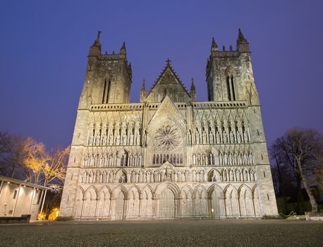 Nidarosi cathedral in the center of Trondheim, Norway