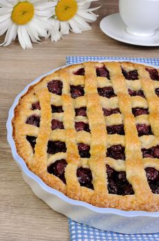 Pie shortcrust pastry with cherry filling