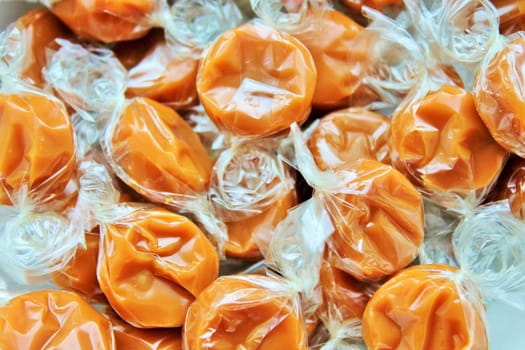 clear wrapped caramel toffee