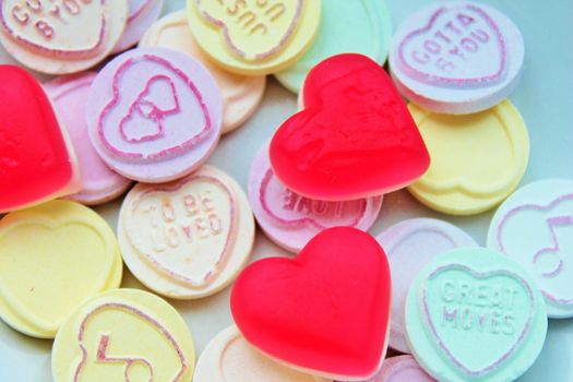 loveheart and jelly love hearts candy sweets