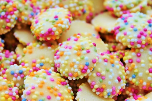 white chocolate buttons with sprinkles