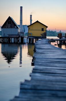 Floating village in Bokod, Hungary