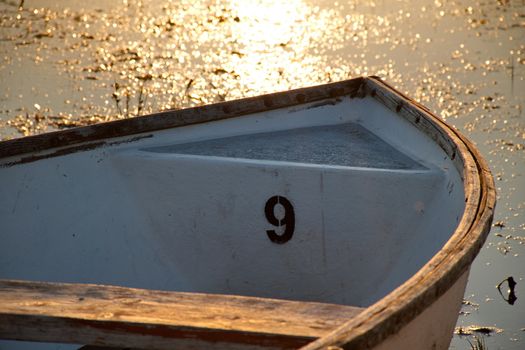 Boat number nine on a lake