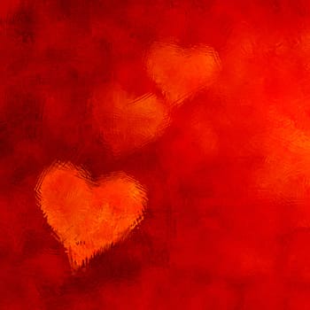 2D rendered image. Red hearts background with frosty effect.