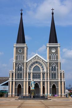 Church with blue sky at Chanthaburi in Thailand