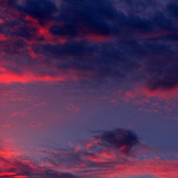 Dramatic sunset sky with clouds