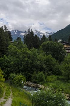 View of the Alps in Italy in summer