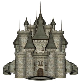 Beautiful detailed castle isolated in white background - 3D render