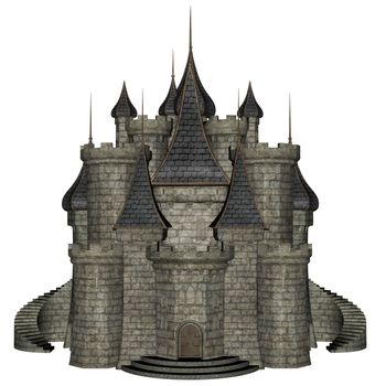 Beautiful detailed castle isolated in white background - 3D render