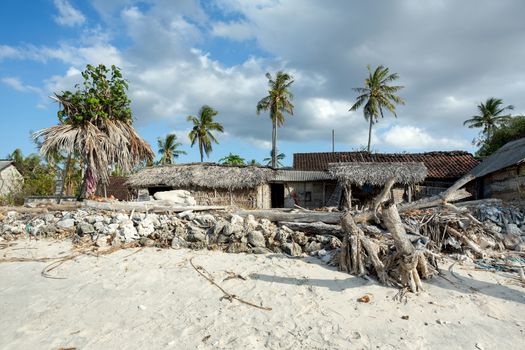 traditional indonesian poor house - cabin on beach, Nusa Penida Island, Toyapakeh