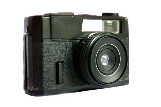 An elegant retro range finder camera isolated in white background