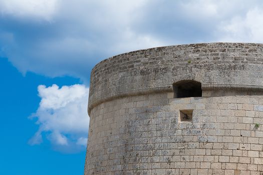 Part of the castle tower of Otranto in Puglia