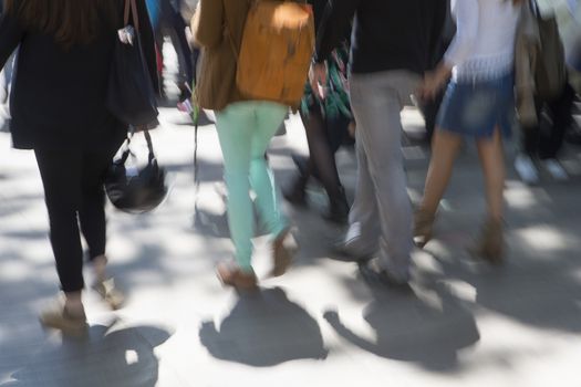 Mlotion blured pedestrians on city street