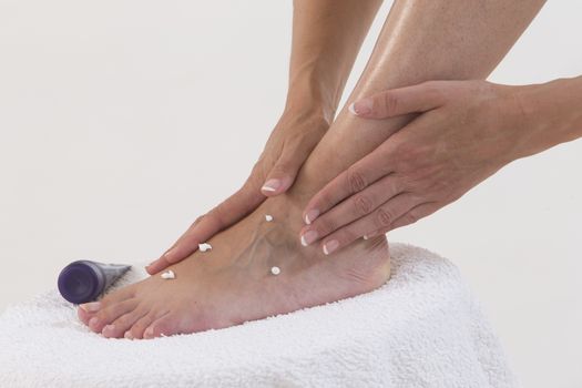 Woman enjoying a feet massage