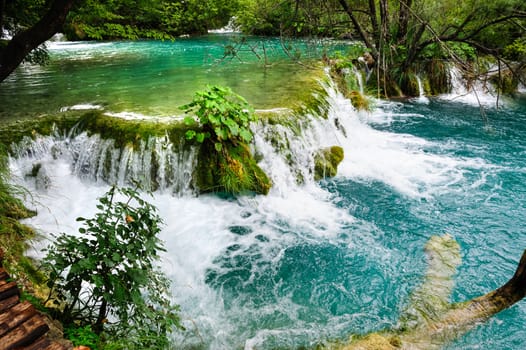 Beautiful waterfalls in Plitvice Lakes, National Park of Croatia