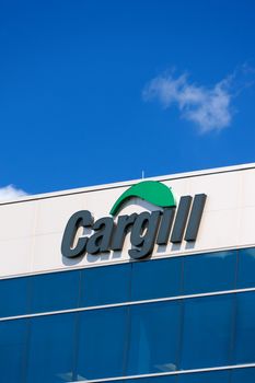 HOPKINS, MN/USA - AUGUST 11, 2015: Cargill corporate headquarters sign and logo. Cargill, Inc., is an American privately held, multinational corporation.