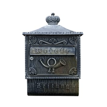 Iron mail box isolated on white background .